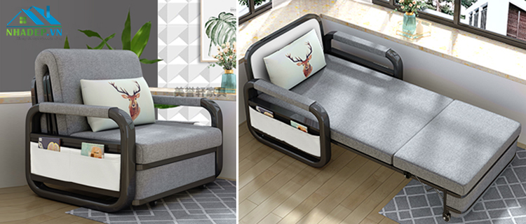 Small Sofa Bed khung kim loại 2in1 MF822 (Tặng đôn TL2022)