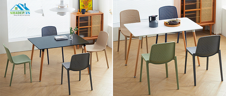 Bộ bàn Eames & 4 ghế PP Scandinavian Style ND483