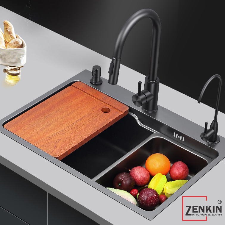 Chậu rửa chén, bát 1 hố Zenkin kitchen sink ZK6845F-201Black