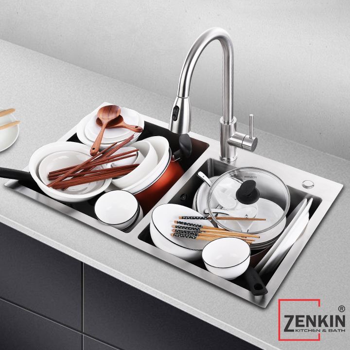 Chậu rửa chén, bát 2 hố Zenkin kitchen sink ZK7843-304
