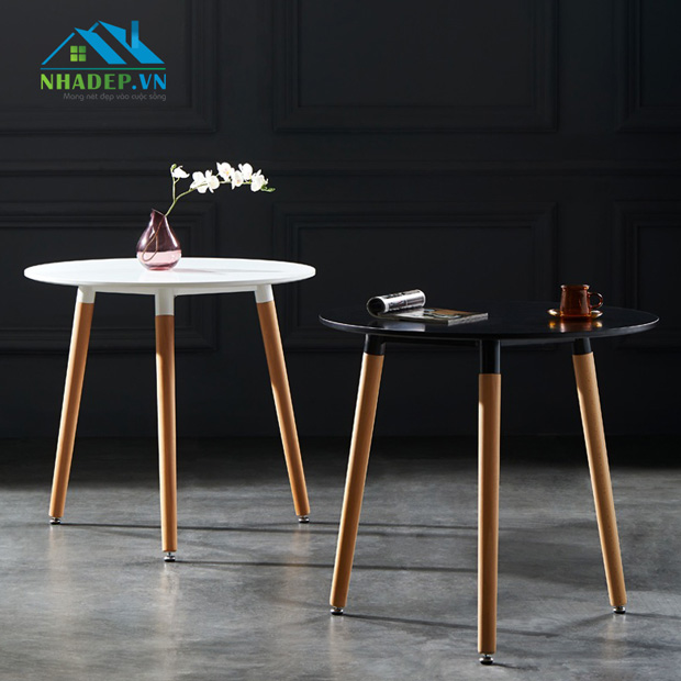 Bàn cafe tròn chân gỗ Eames AS07