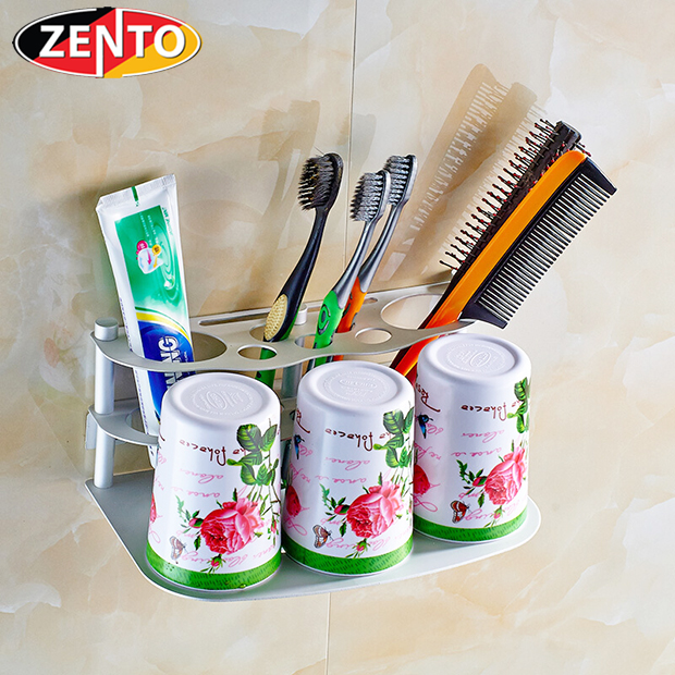 Kệ để bàn chải & kem đánh răng kèm 3 cốc OLO1688
