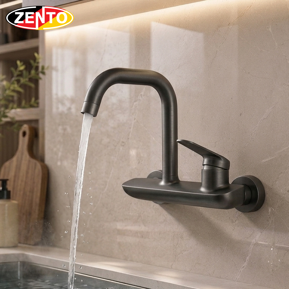 Vòi rửa chén bát nóng lạnh gắn tường ZT2202-Gr
