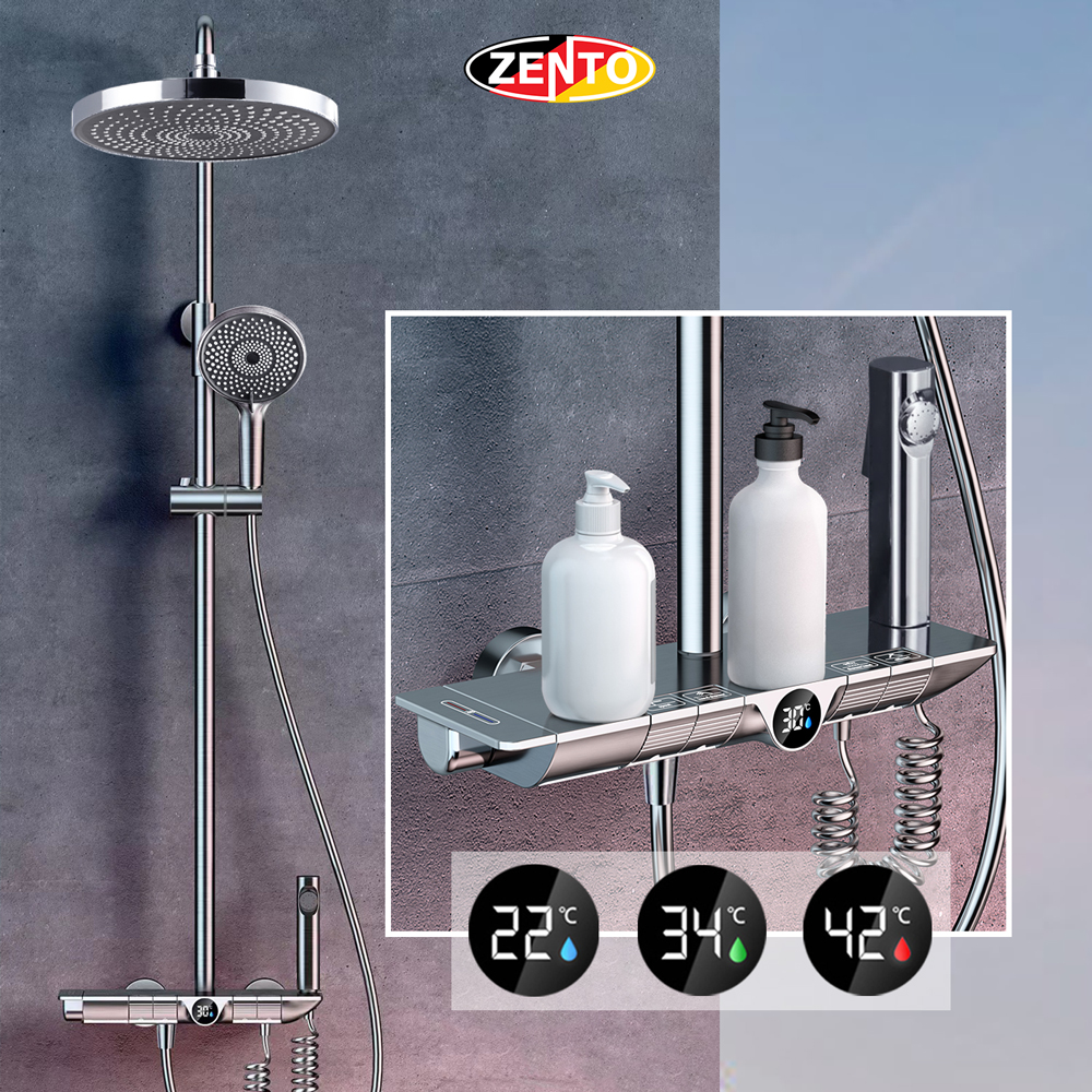 Bộ sen cây 4in1 hiển thị nhiệt độ nước ZT8150 (digital display shower)