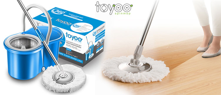 Bộ cây lau nhà 360 độ lồng vắt inox Toyoo SM620