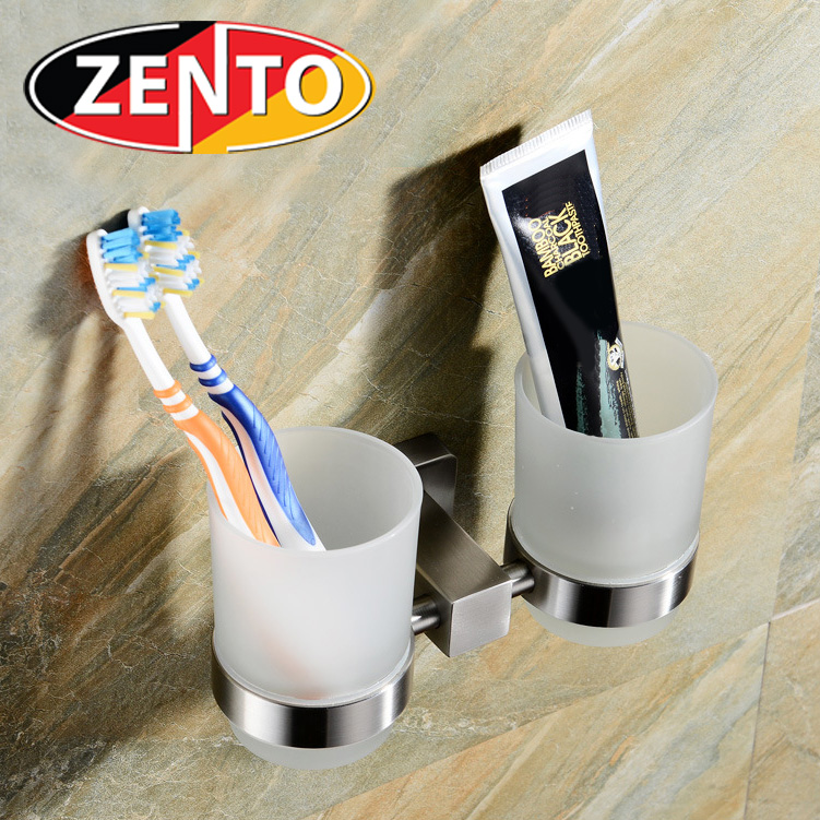 2 cốc thủy tinh kèm kệ đỡ inox304  Zento HC1272