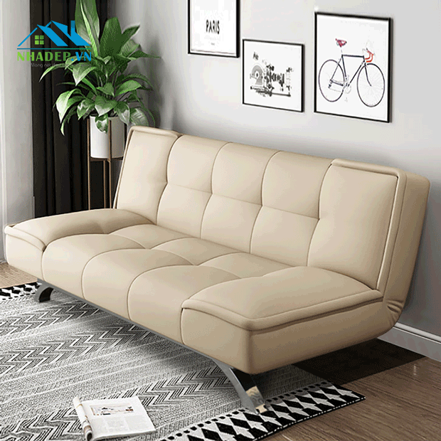 Sofa bed Nordic style bọc da cao cấp FS130 (tặng 2 gối)