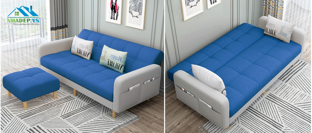 Sofa đa năng chân gỗ FS132 (kèm đôn)