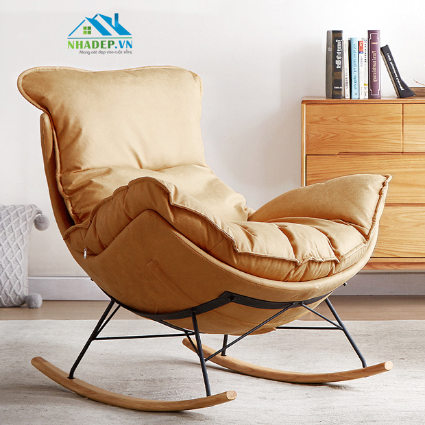 Ghế thư giãn bọc da Rocking Chair Lazy C300 (tặng kèm đôn)