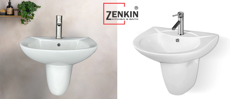 Chậu Lavabo treo tường chân lửng Zenkin ZK7109 (3001)