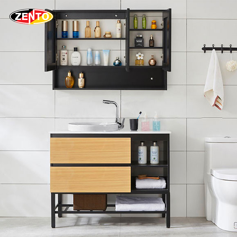 Bộ tủ, chậu, bàn đá, kệ gương Lavabo  ZT-LV892-1FT (cánh Laminate vân gỗ)