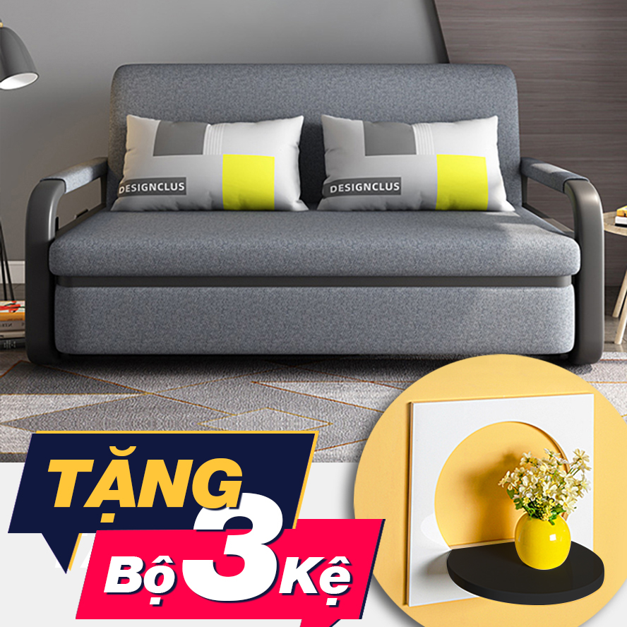 Sofa bed khung kim loại MF821-Black (tặng kệ treo tường)