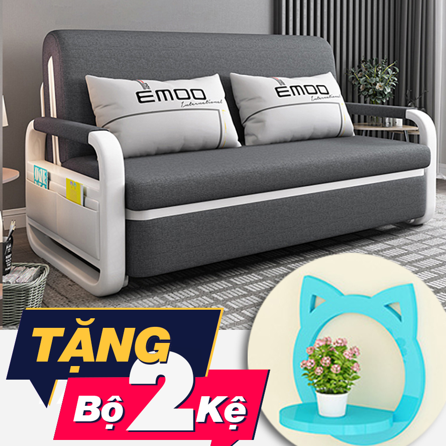 Sofa bed khung kim loại MF821-White (tặng kệ treo tường)