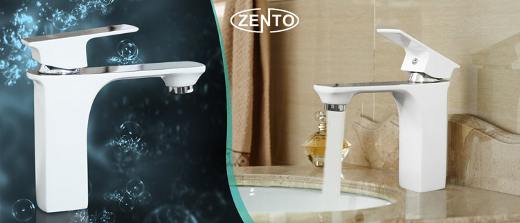 Vòi chậu rửa nóng lạnh mạ sứ Zento ZT2084